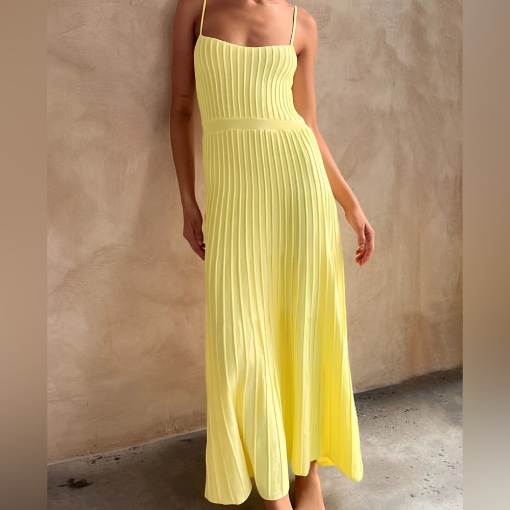 Commense - Rib Midi Sundress. Yellow. Size medium